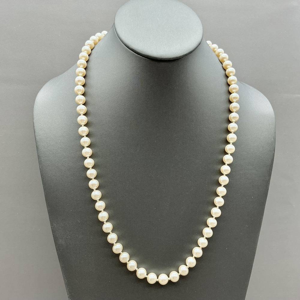 Necklace White Faux Pearl Bead Single Strand Box‎ Clasp 8mm Beads Womens Jewelry